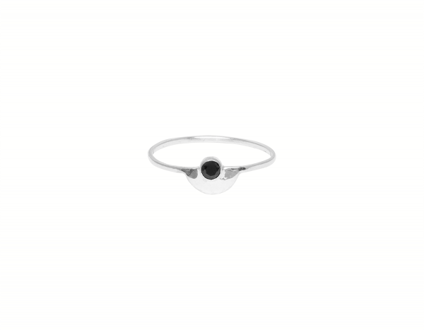 Half Circle Ring with Stone – Sterling Silver