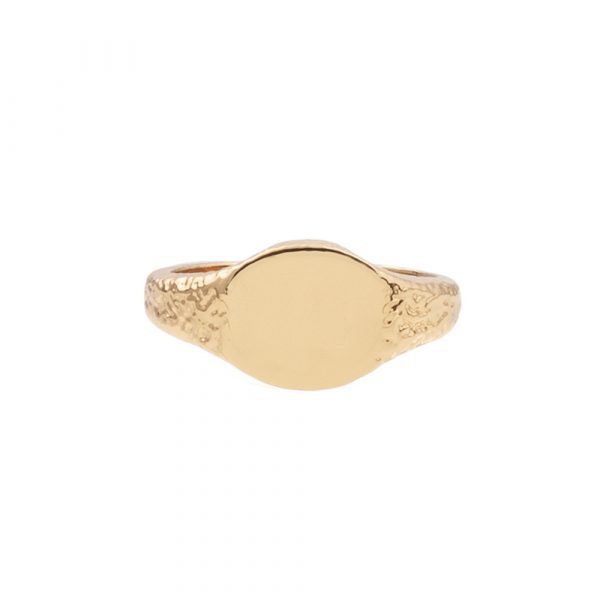 Chérie Signet Oval Ring – Gold Plated