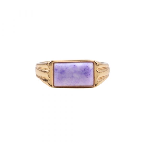 Chére Rectangle Marble Ring – Gold Plated