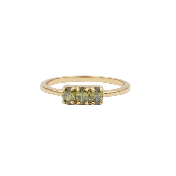 Chérie Bar Small Green Ring – Gold Plated