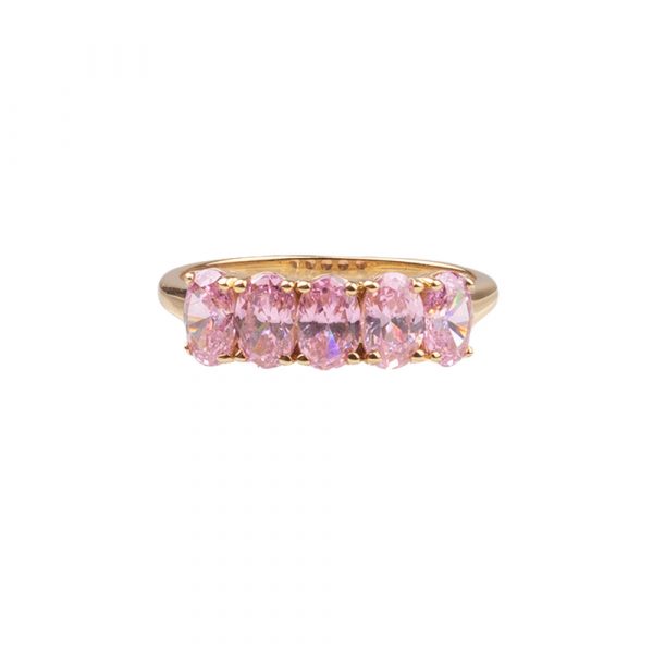 Chérie Ovals Light Pink Ring – Gold Plated