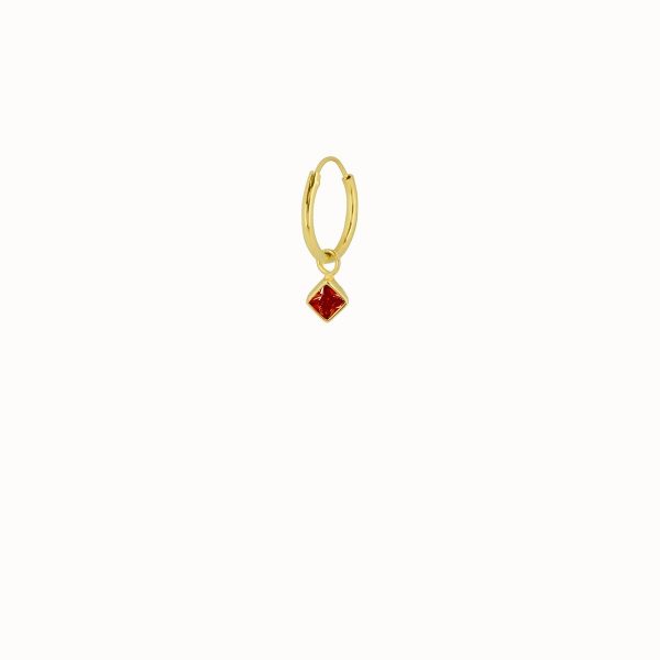 Square Hoop Red – Gold Plated