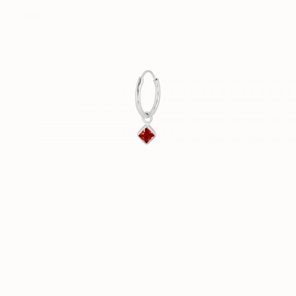 Square Hoop Red – Sterling Silver