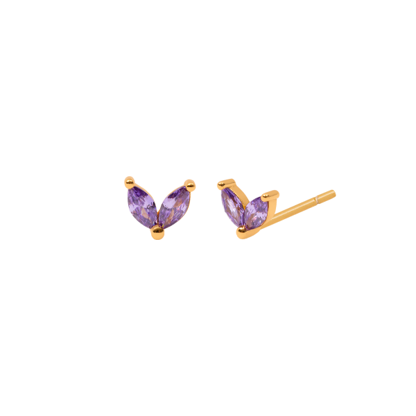 Violet Zinnia Studs – Gold Plated