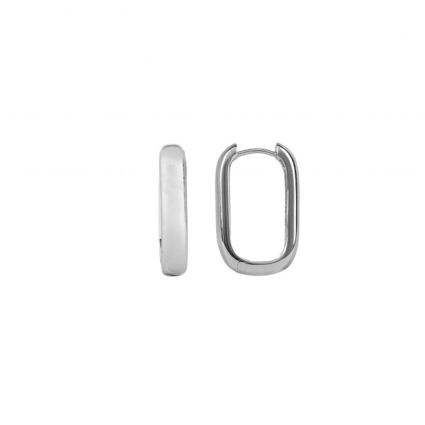 Essentials Hoops Huggie Oval Plain – Silver