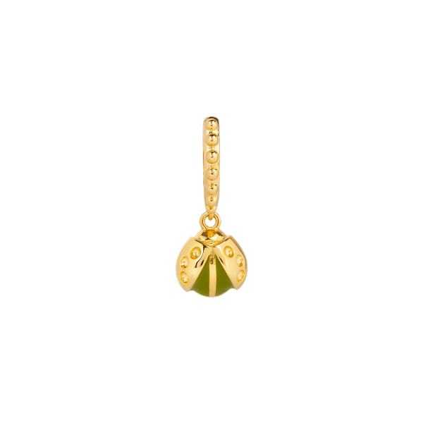 Green Ladybug Hoop – Gold Plated