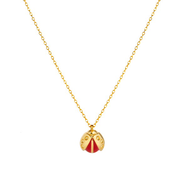 Red Ladybug Necklace – Gold Plated