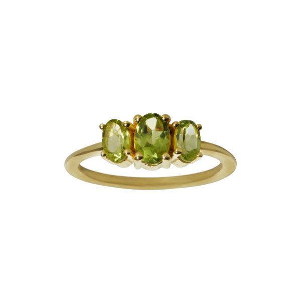 Vintage Triple Peridot Ring – Gold Plated