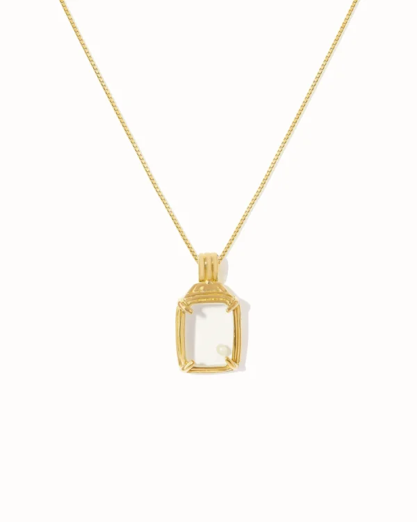 Framed Pearl Pendant / The Bold Box Necklace – Gold Plated
