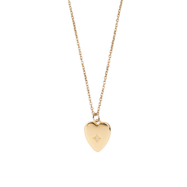 Aimé Necklace Heart Star White – Gold Plated