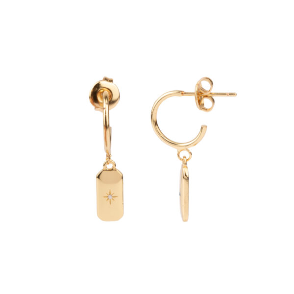 Aimé Earring Rectangle Star White – Gold Plated