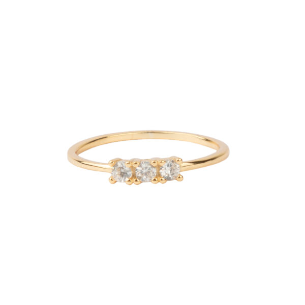 Jolie Bar White Ring – Gold Plated