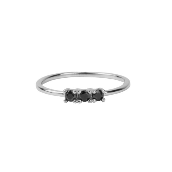 Jolie Bar Black Ring – Sterling Silver