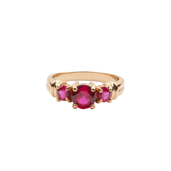 Chérie Oval Big Pink Ring – Gold Plated