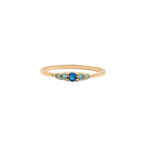 Chérie Oval Small Blue Ring – Gold Plated