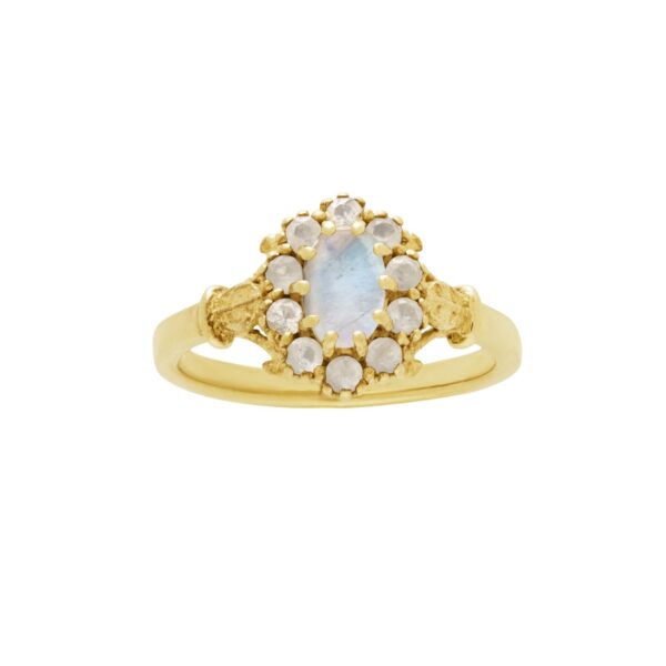 Vintage Moonstone Flower Ring – Gold Plated