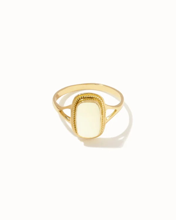 Square Souvenir Ring Ivory – Gold Plated