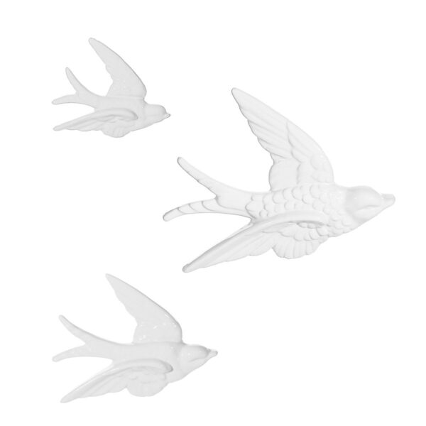 Zwaluw Wanddecoratie Wit – Set van 3