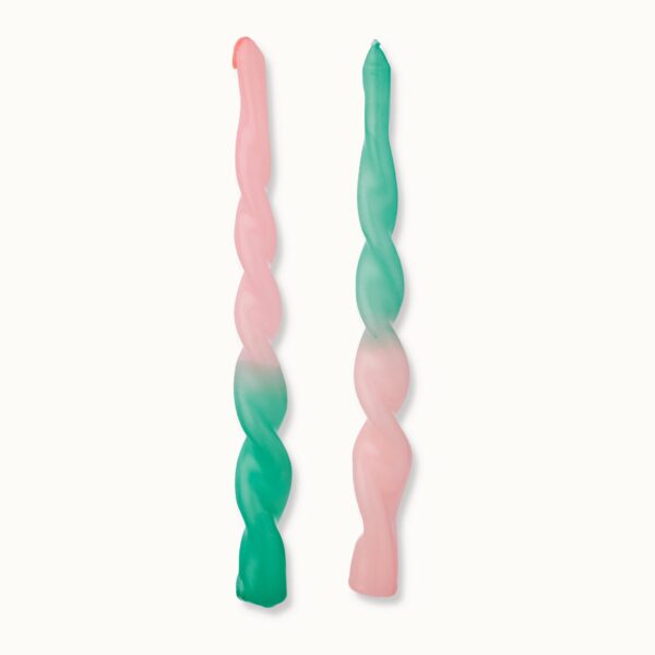 Dip Dye Twisted Kaarsen set van 2 – Neon gate / groen
