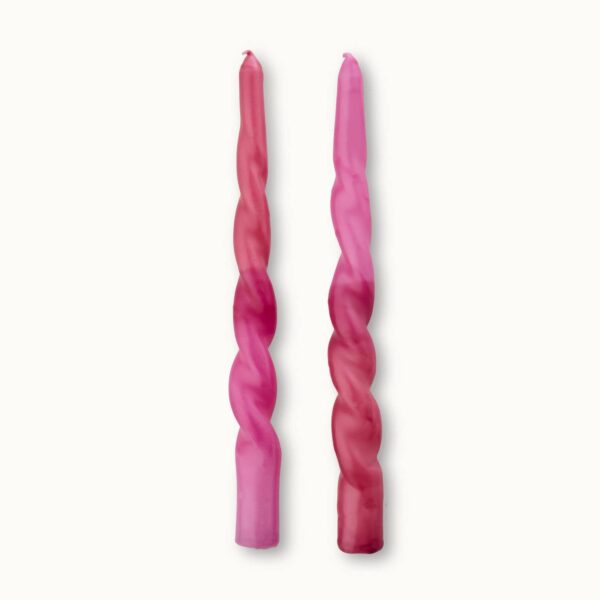 Dip Dye Twisted Kaarsen set van 2 – Raspberry