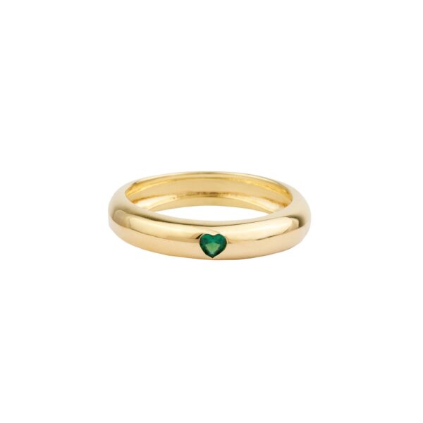 Oasis Round Green Heart Ring – Gold plated