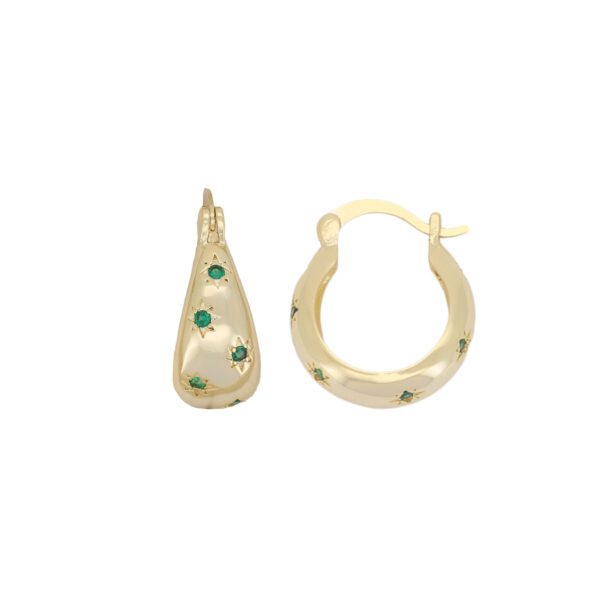 Star Green Drop Hoop – Gold Plated